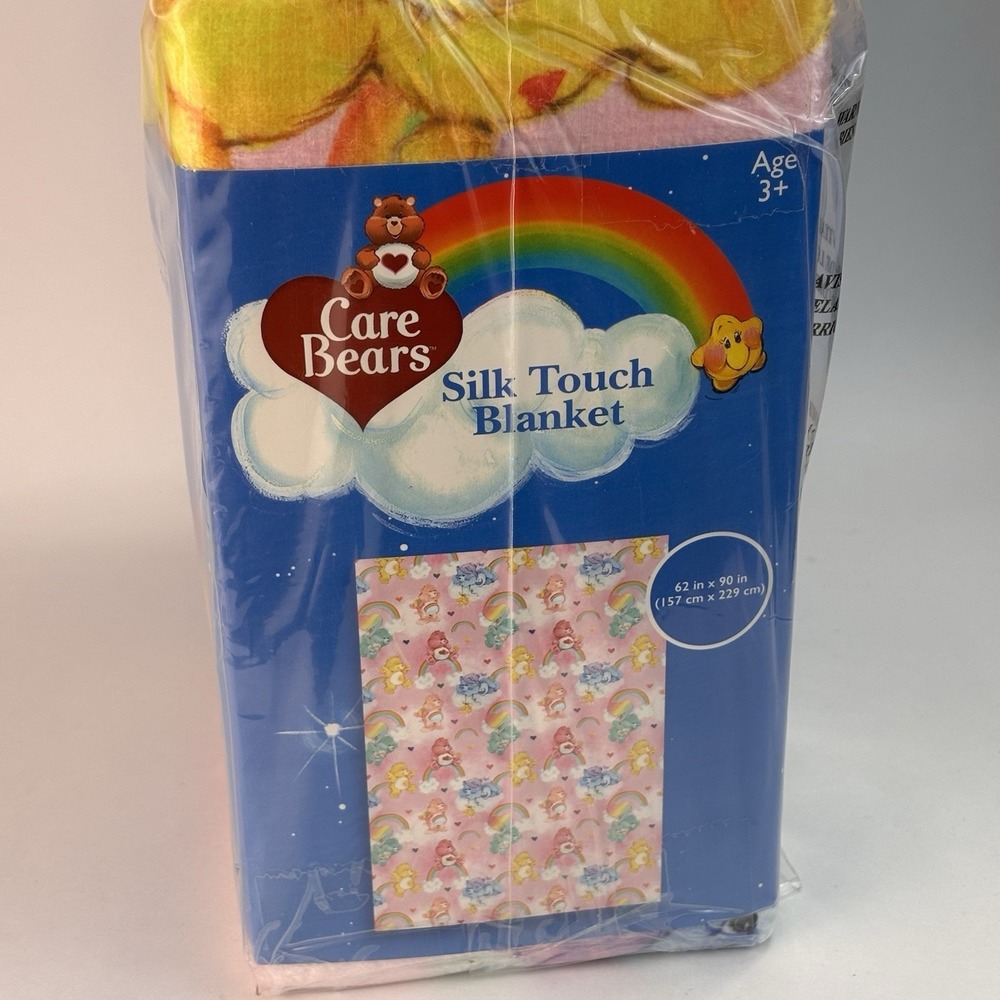 Care Bears Silk Touch Blanket 62" X 90" NEW All Over Print Pink